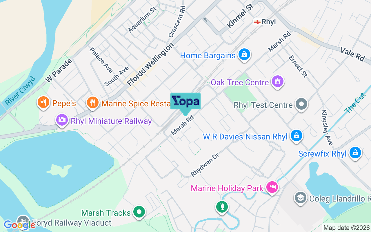 Map showing the location of LL18 2AB