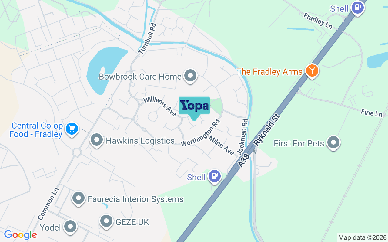 Map showing the location of WS13 8SN