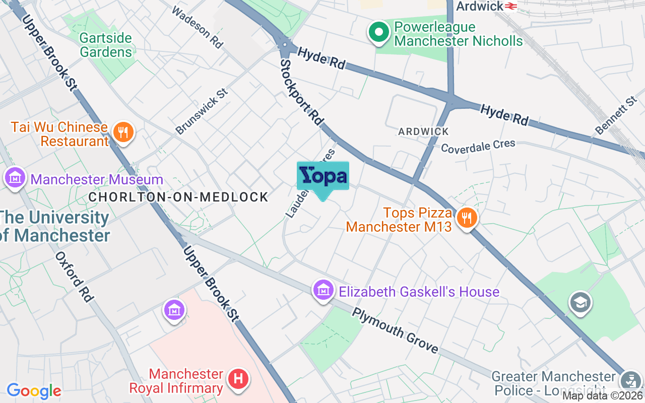 Map showing the location of M13 9GA