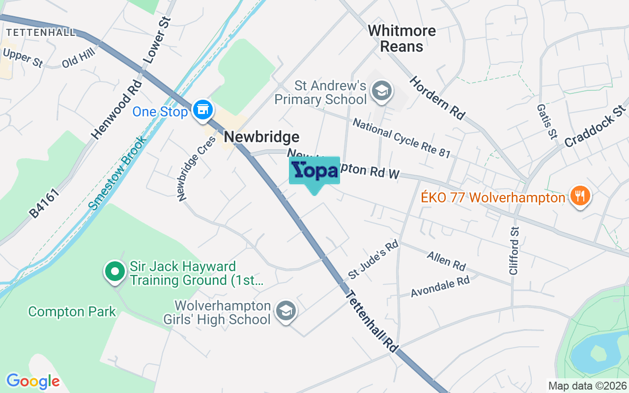 Map showing the location of WV6 0BH