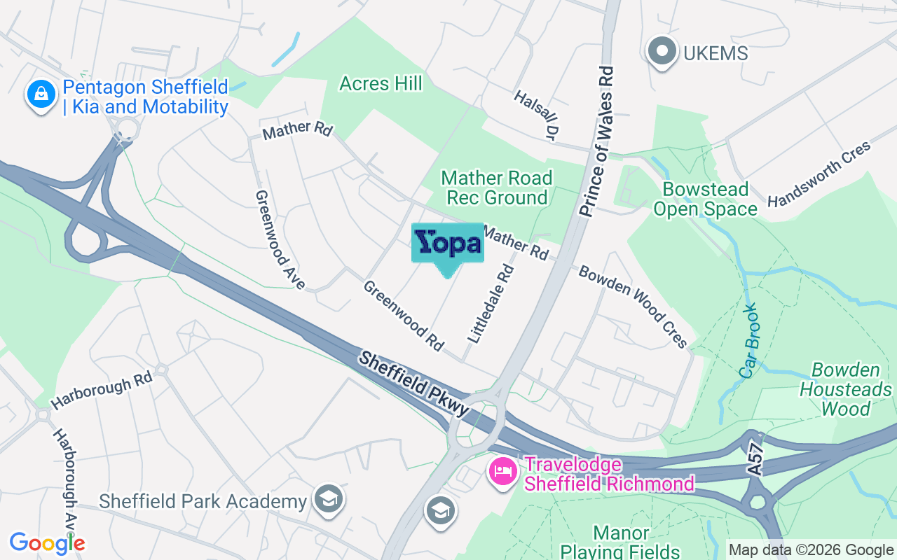 Map showing the location of S9 4GD