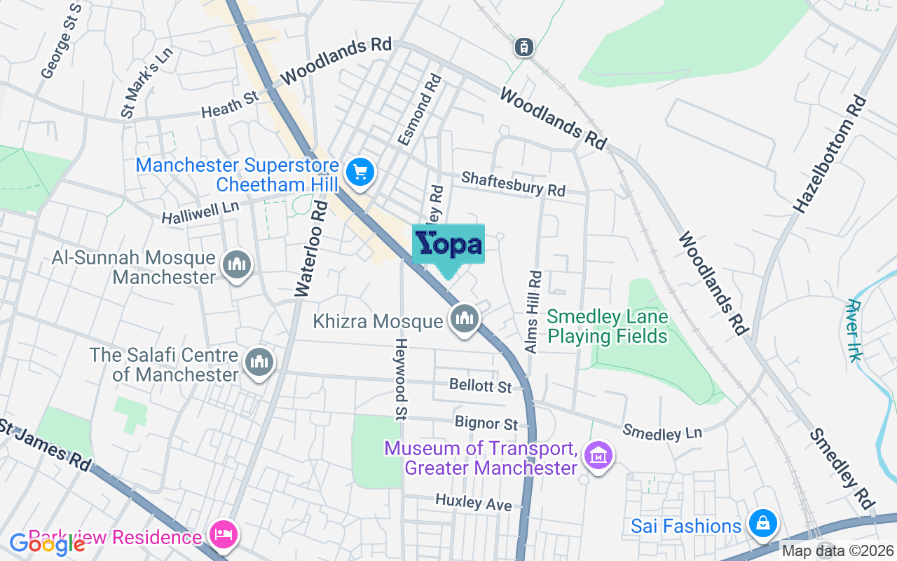 Map showing the location of M8 0AS