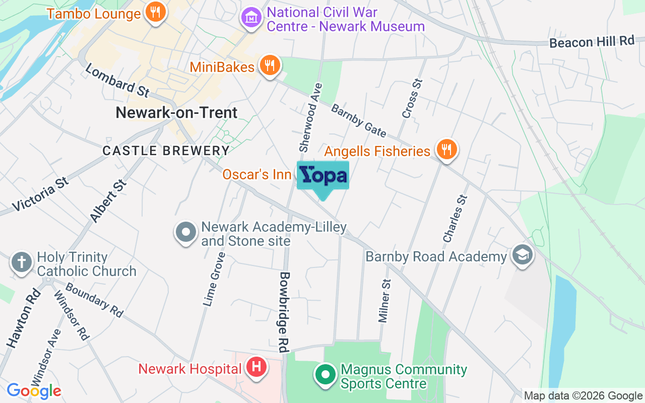Map showing the location of NG24 1RY