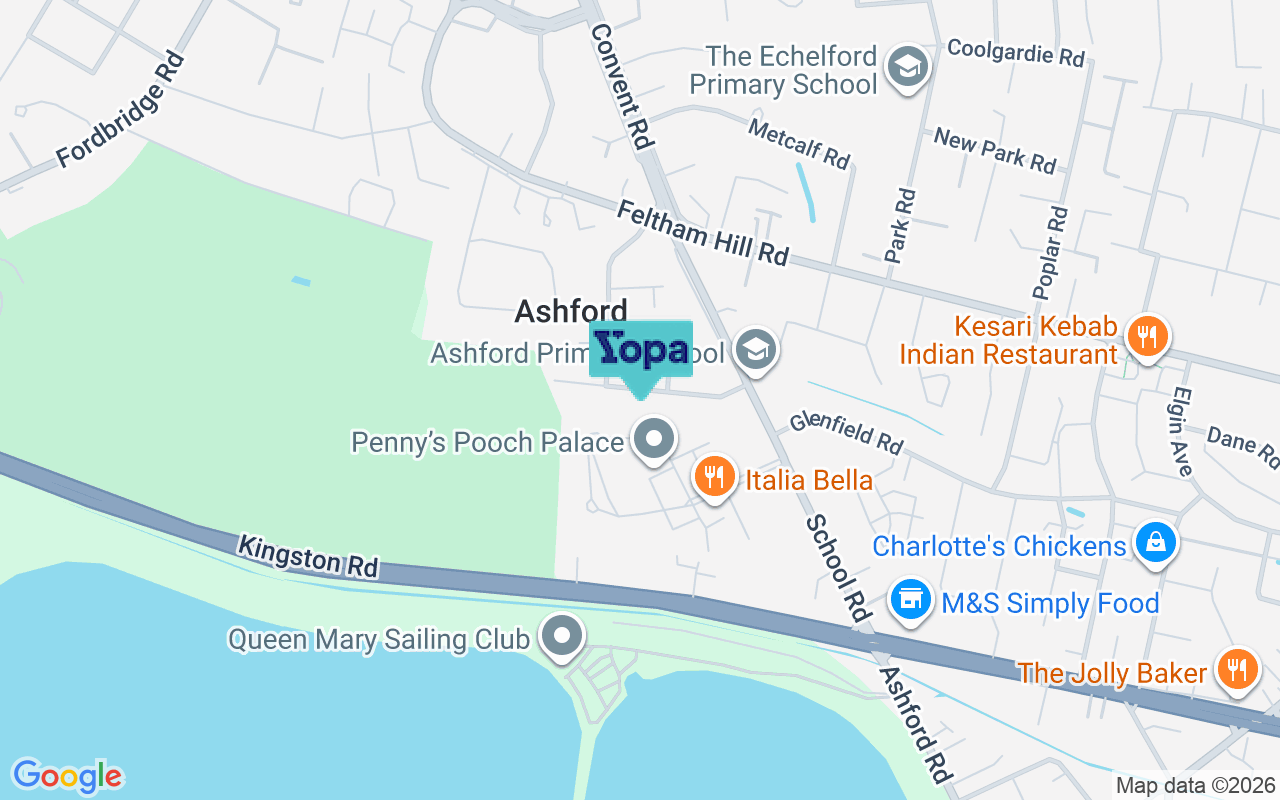 Map showing the location of TW15 2BB