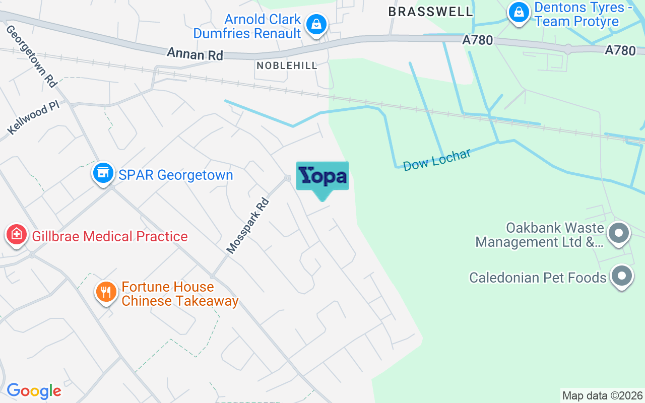 Map showing the location of DG1 4SE