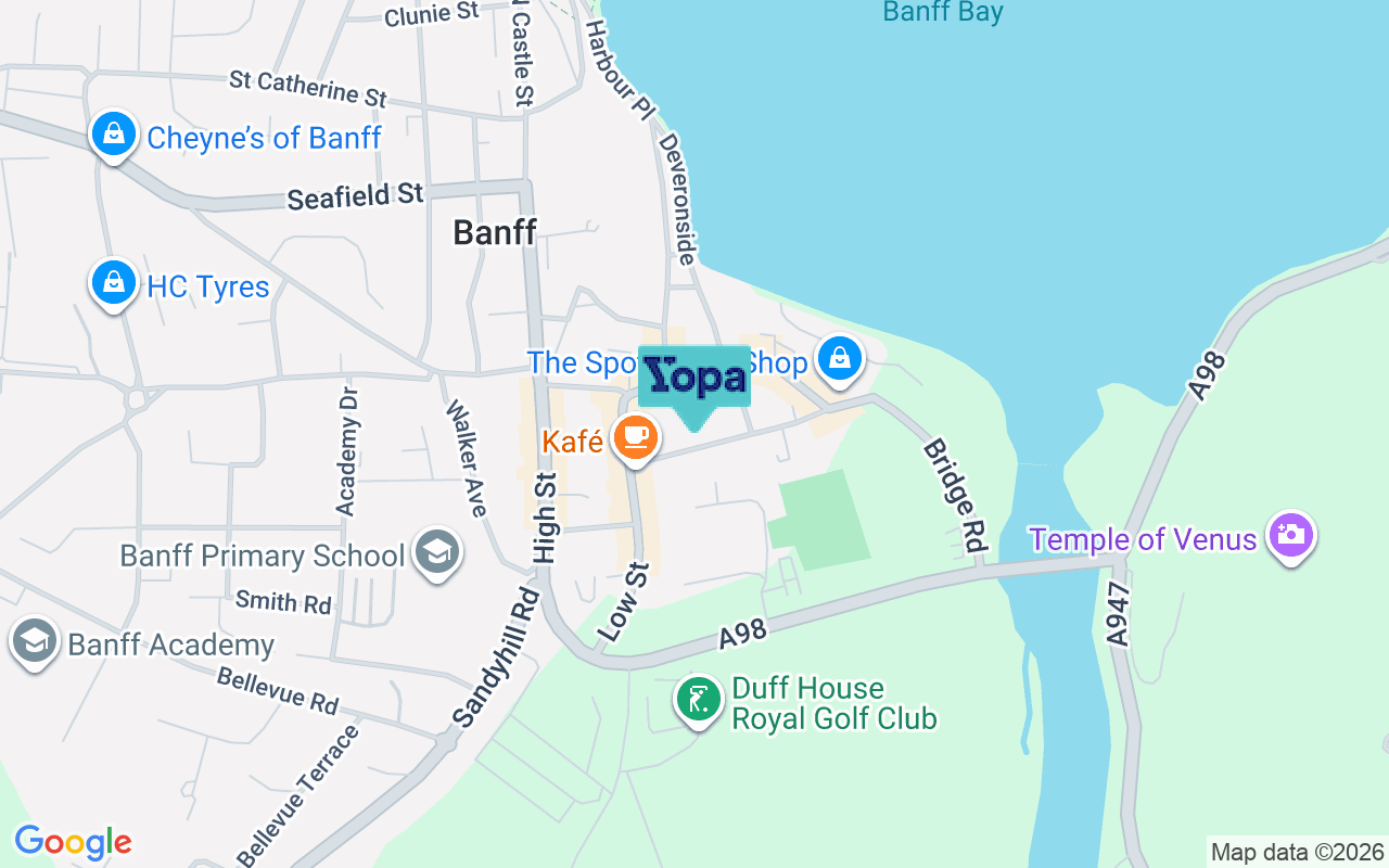 Map showing the location of AB45 1HB