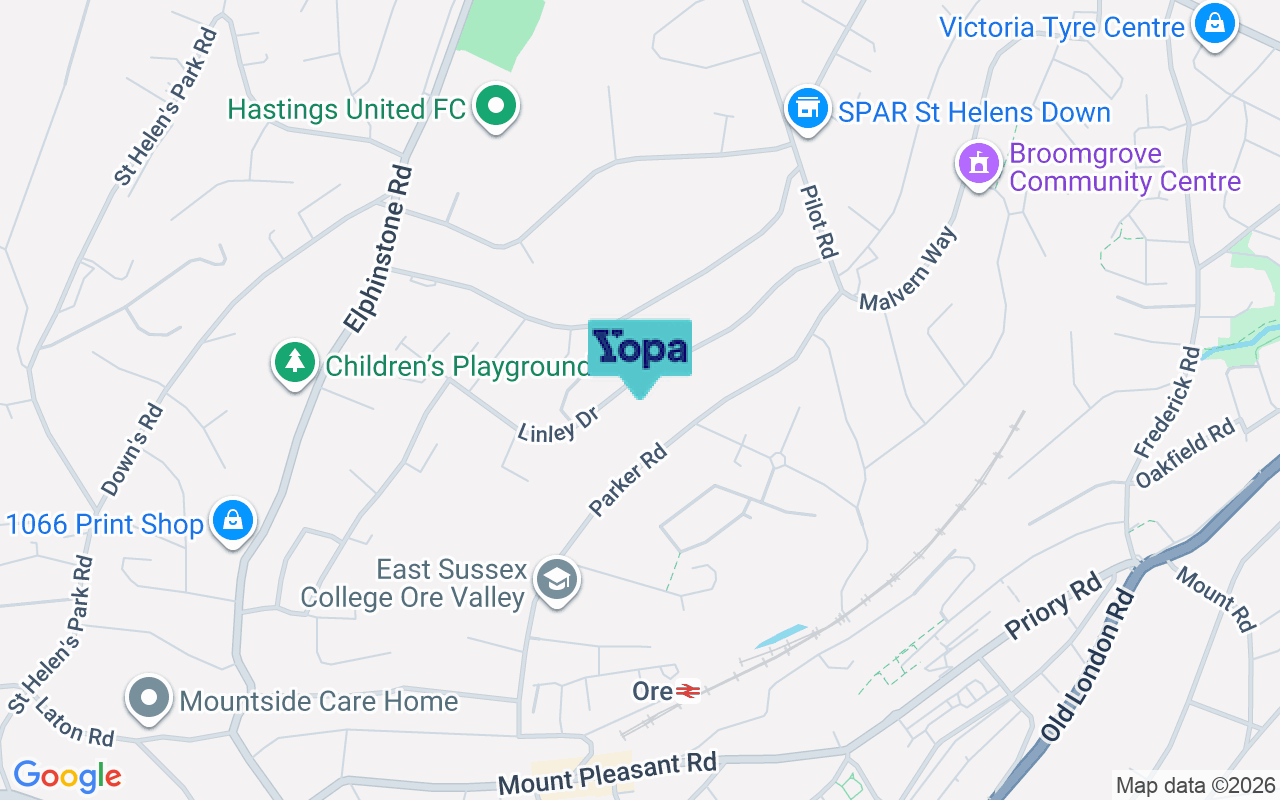 Map showing the location of TN34 2DD