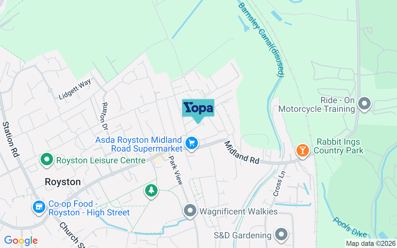 Map showing the location of S71 4DG