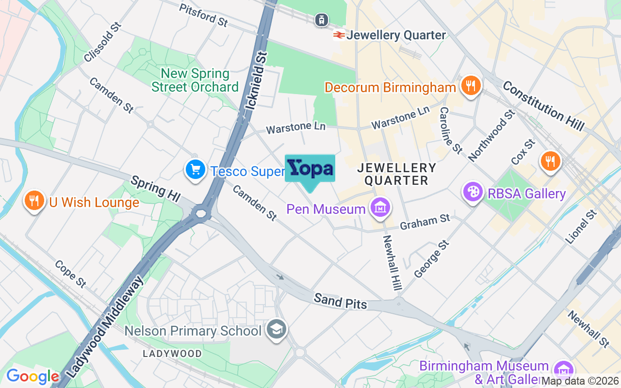 Map showing the location of B1 3AQ