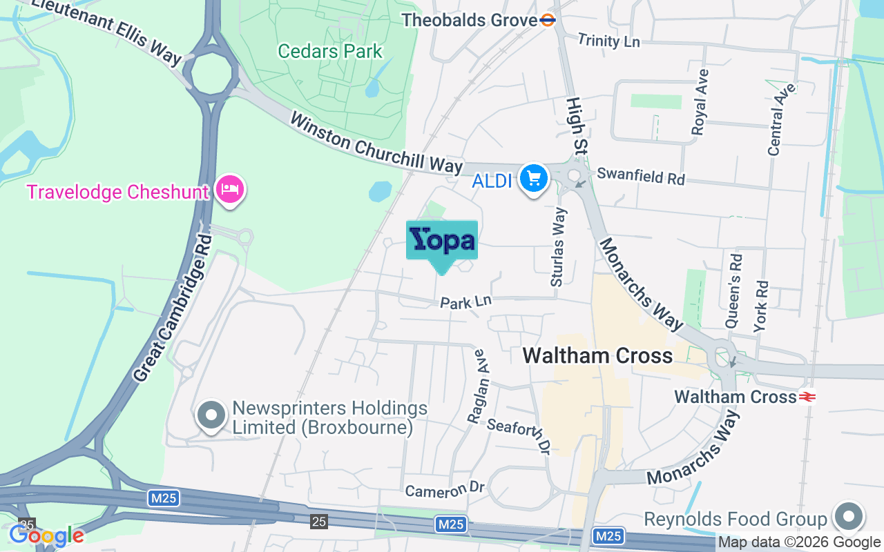 Map showing the location of EN8 8AJ