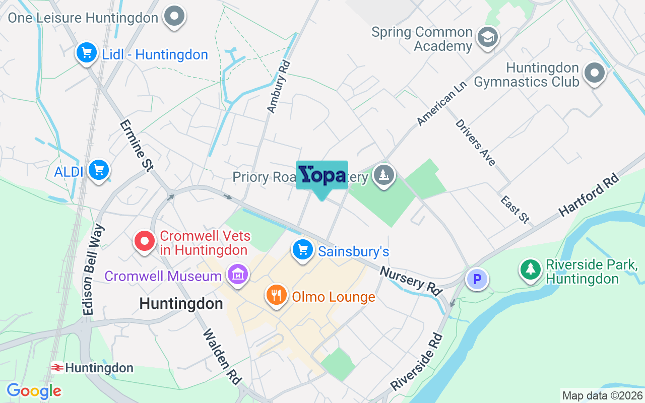 Map showing the location of PE29 1JA