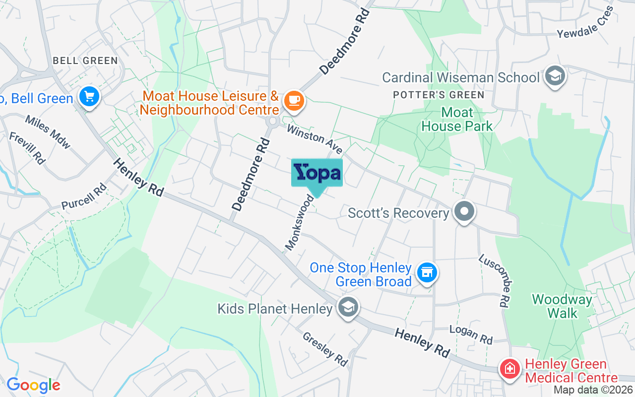 Map showing the location of CV2 1BL