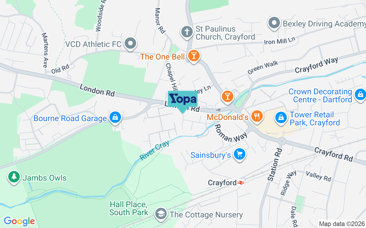 Map showing the location of DA1 4BE