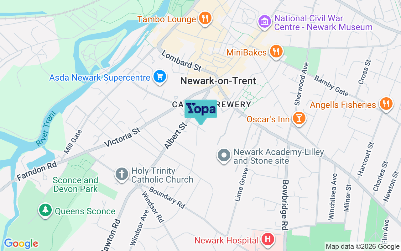 Map showing the location of NG24 4ED