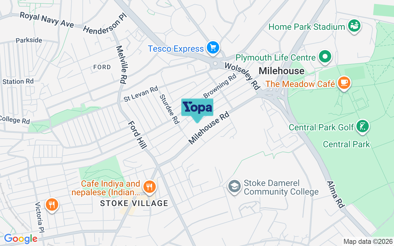 Map showing the location of PL3 4DA