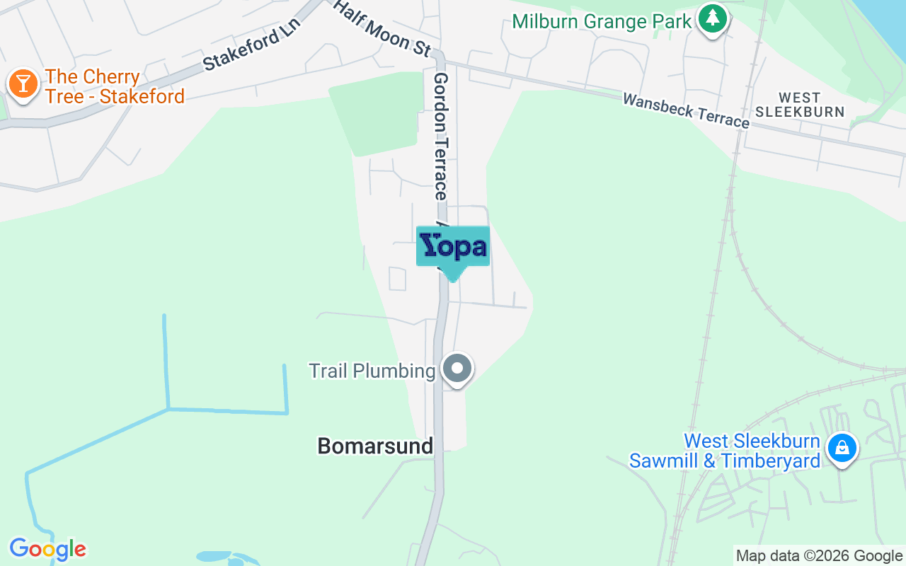 Map showing the location of NE62 5UL