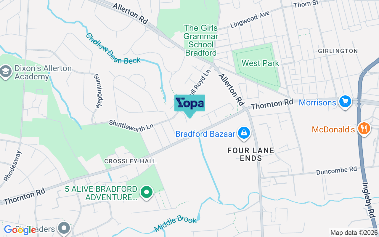 Map showing the location of BD8 0LQ