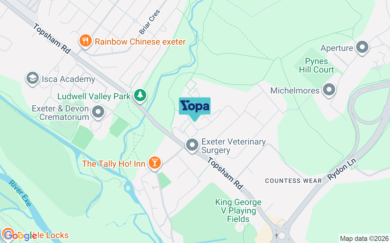 Map showing the location of EX2 6NN