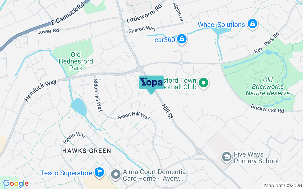 Map showing the location of WS12 2DR