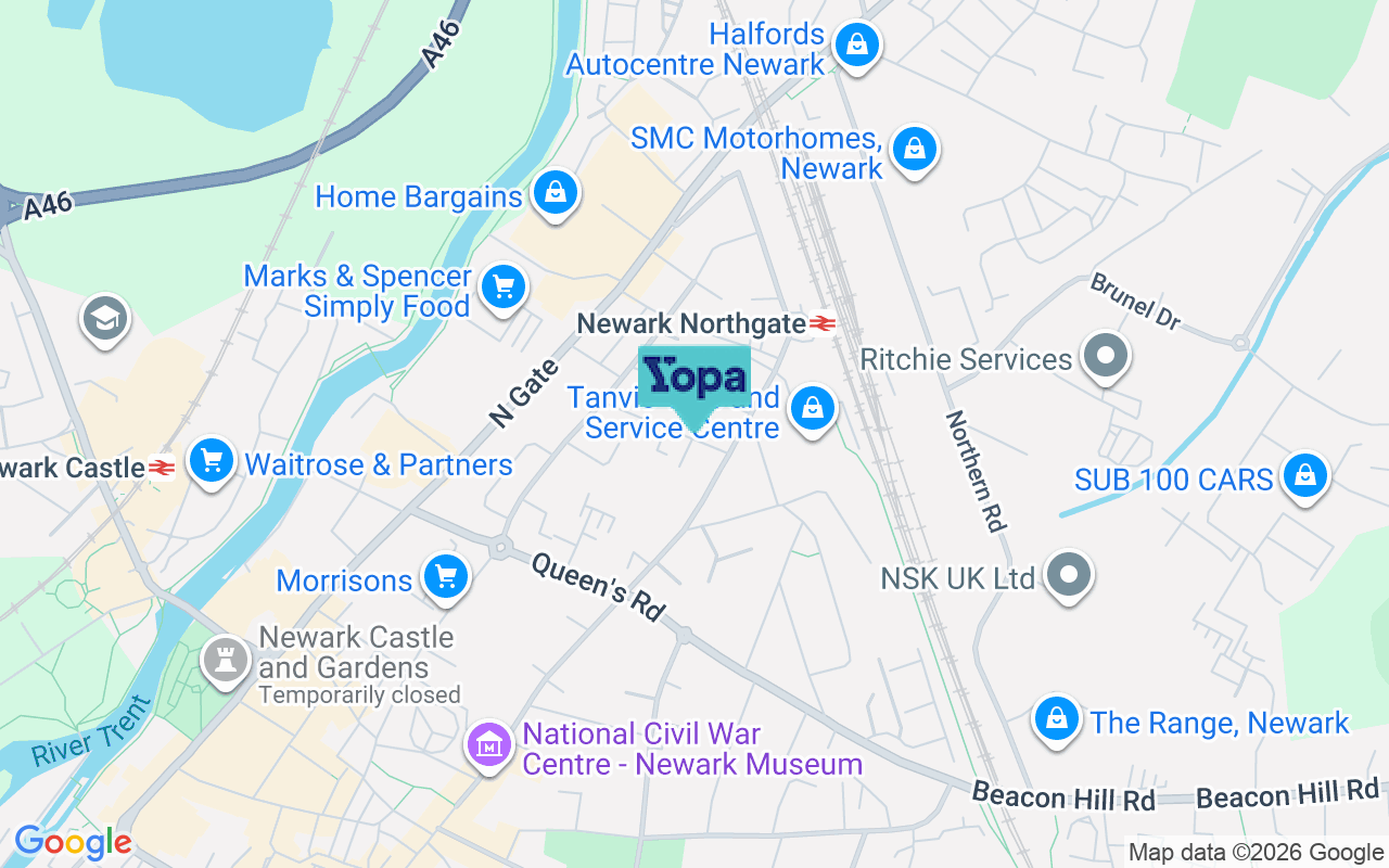 Map showing the location of NG24 1JW