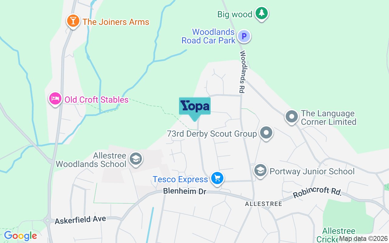 Map showing the location of DE22 2GR