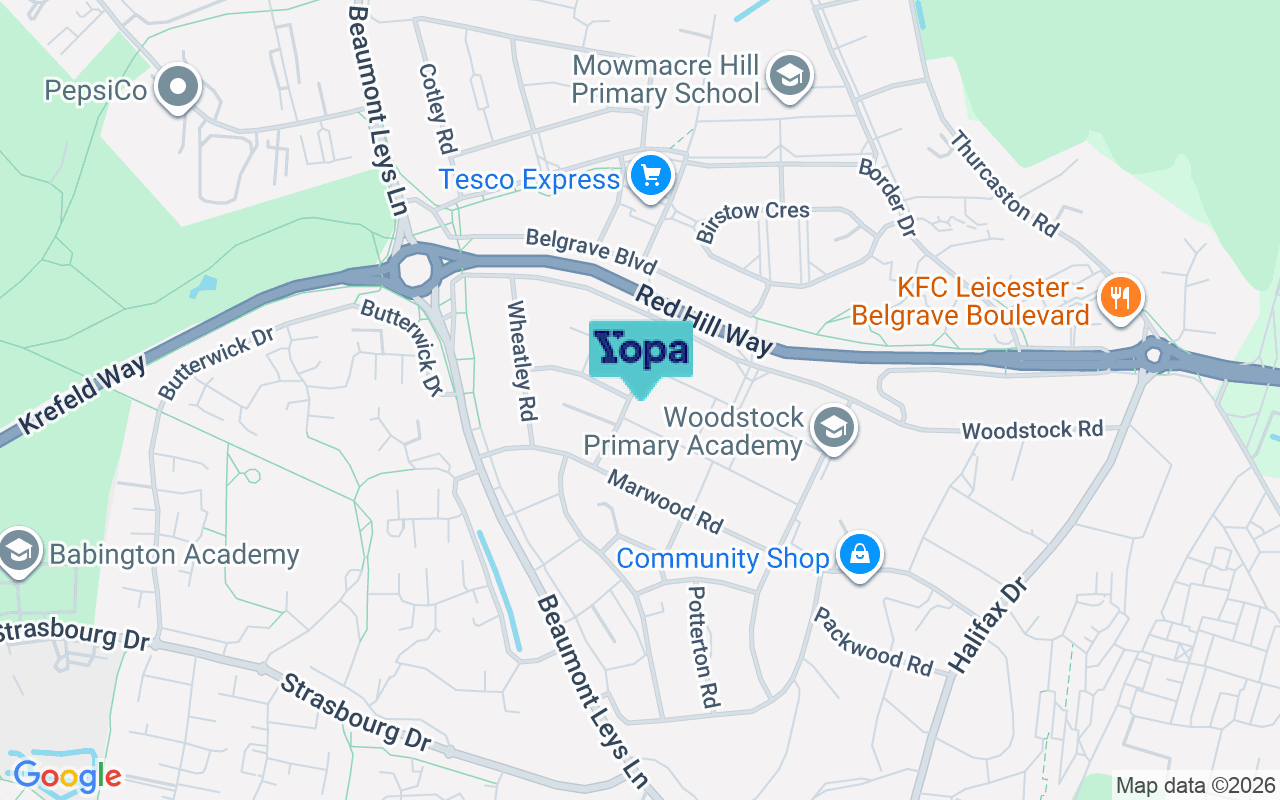 Map showing the location of LE4 2GB