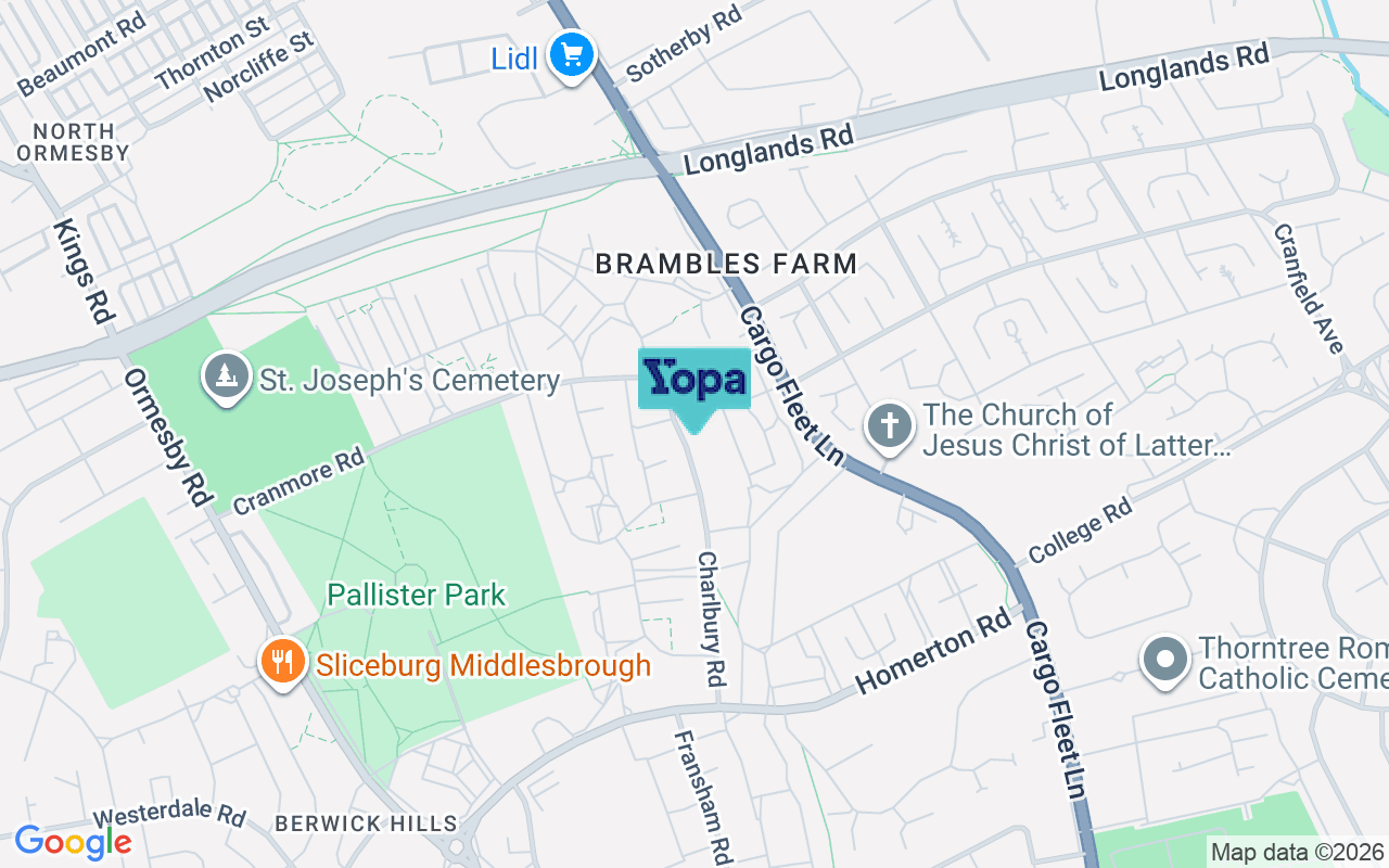Map showing the location of TS3 8JU