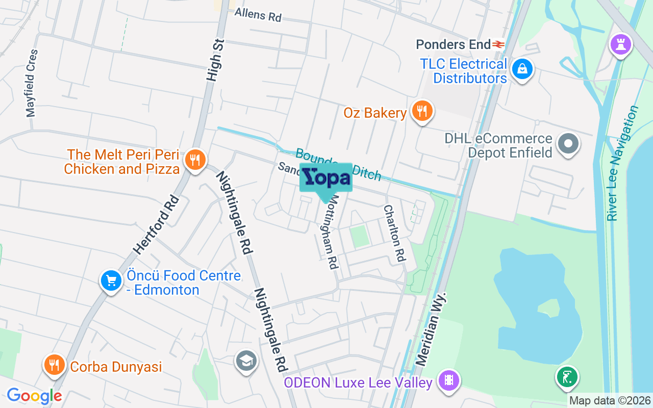 Map showing the location of N9 8ED