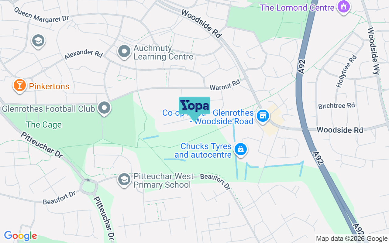 Map showing the location of KY7 4ES