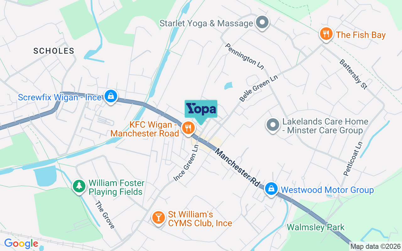 Map showing the location of WN2 2HT