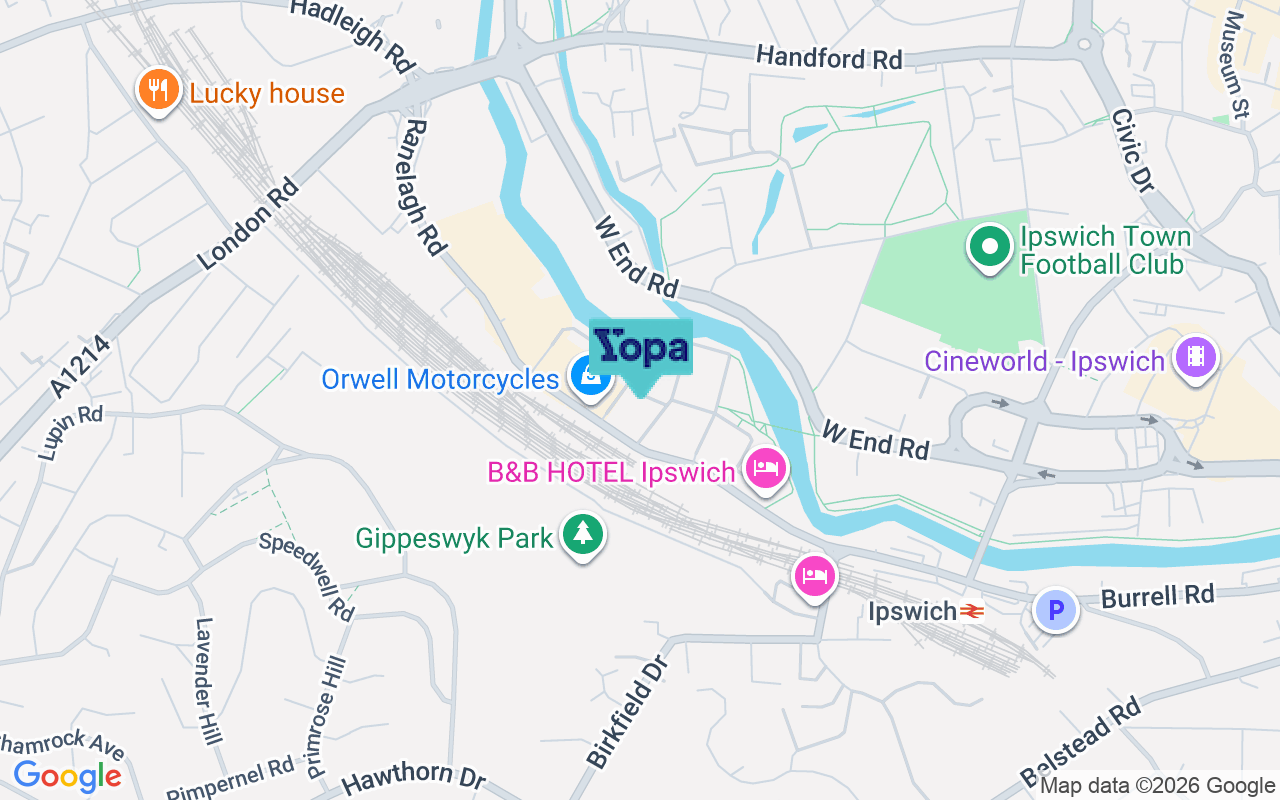Map showing the location of IP2 0EJ