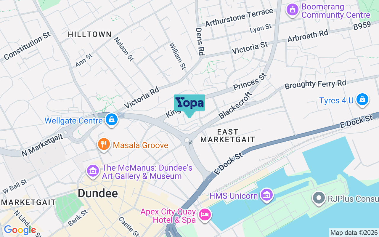 Map showing the location of DD1 2JA