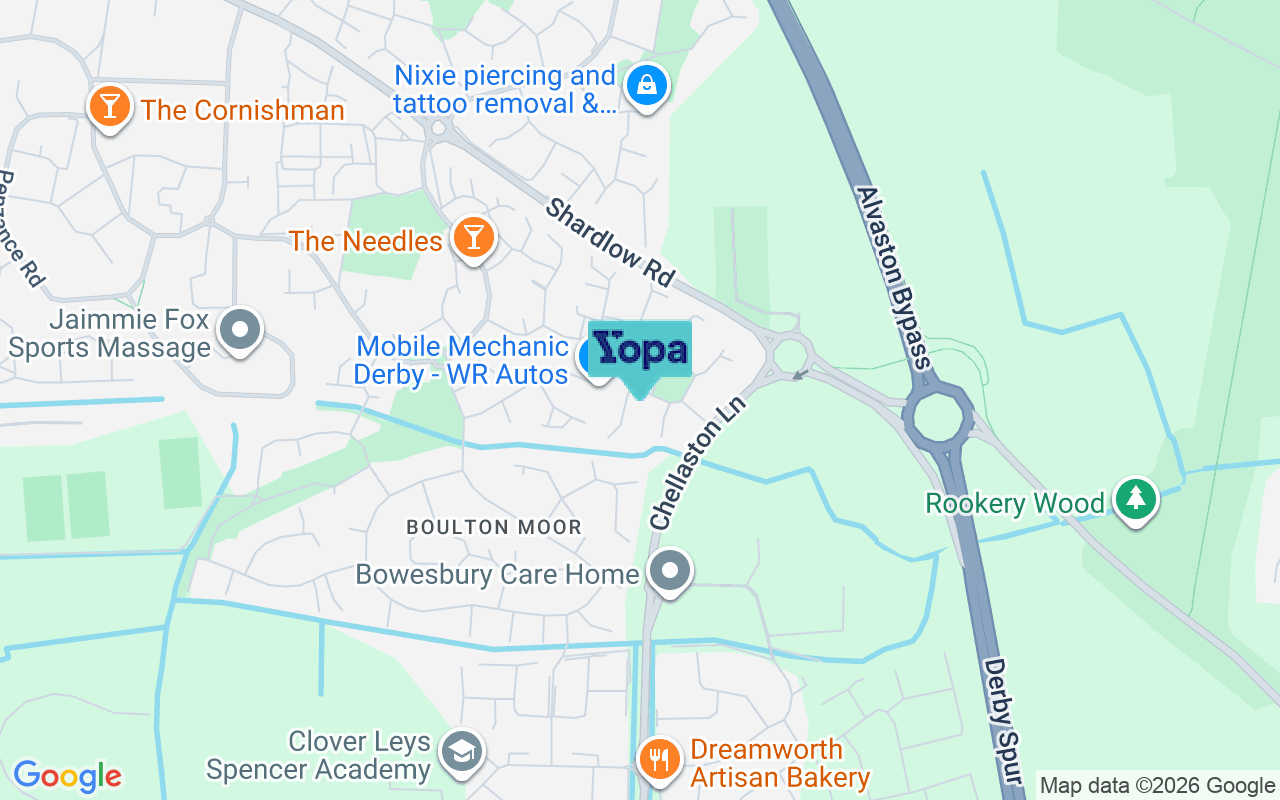Map showing the location of DE72 3UX