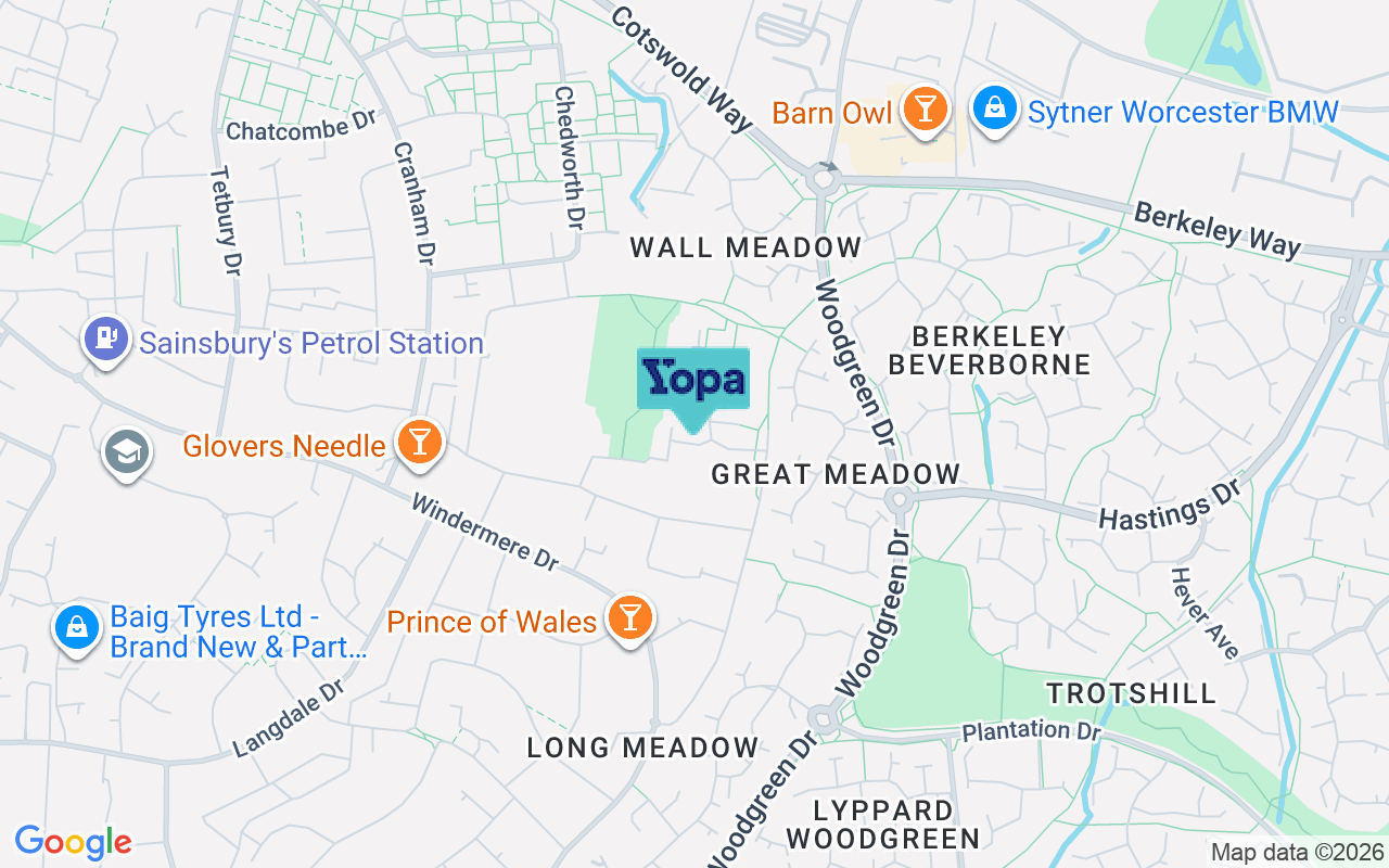 Map showing the location of WR4 9YN