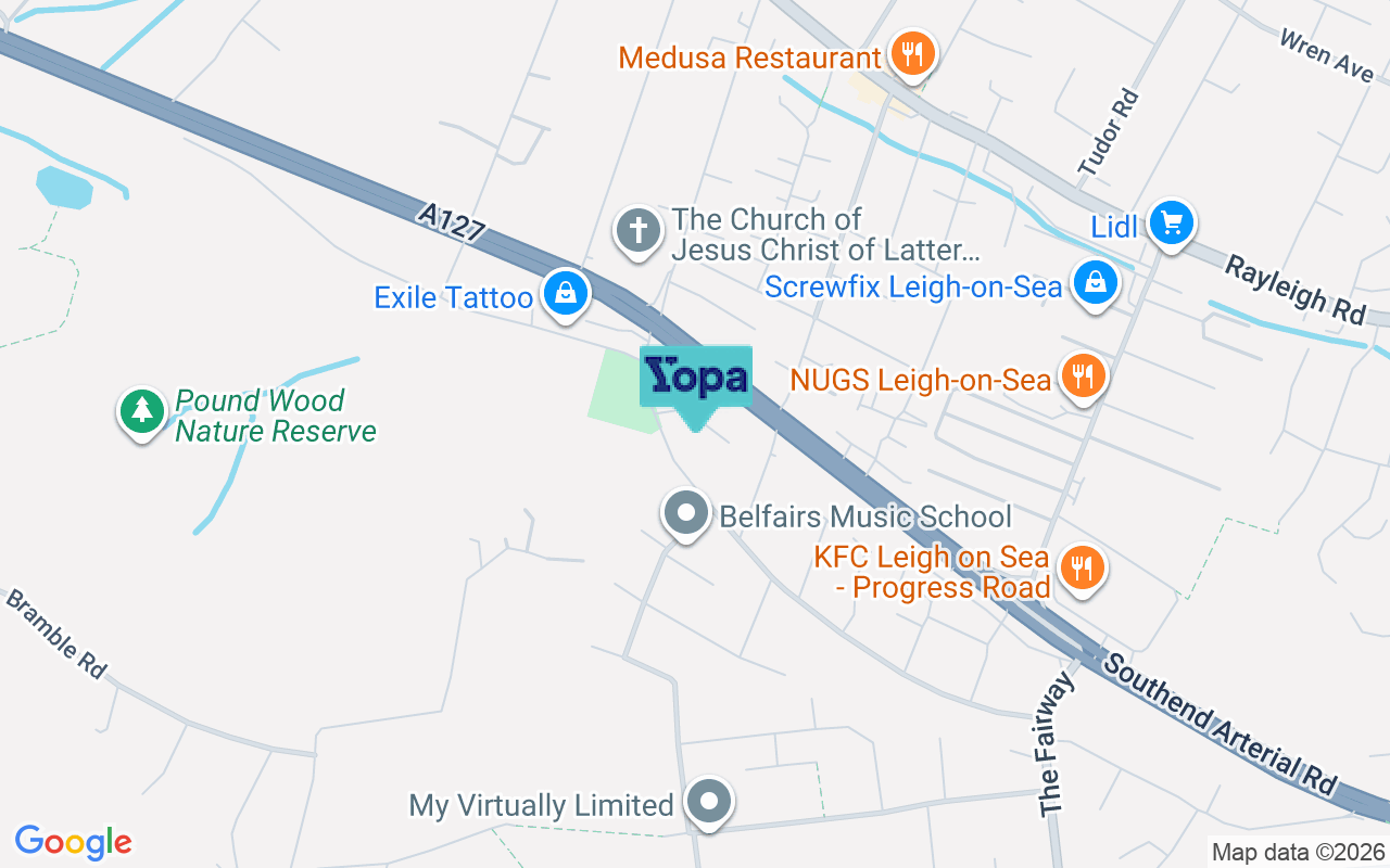 Map showing the location of SS9 4SH