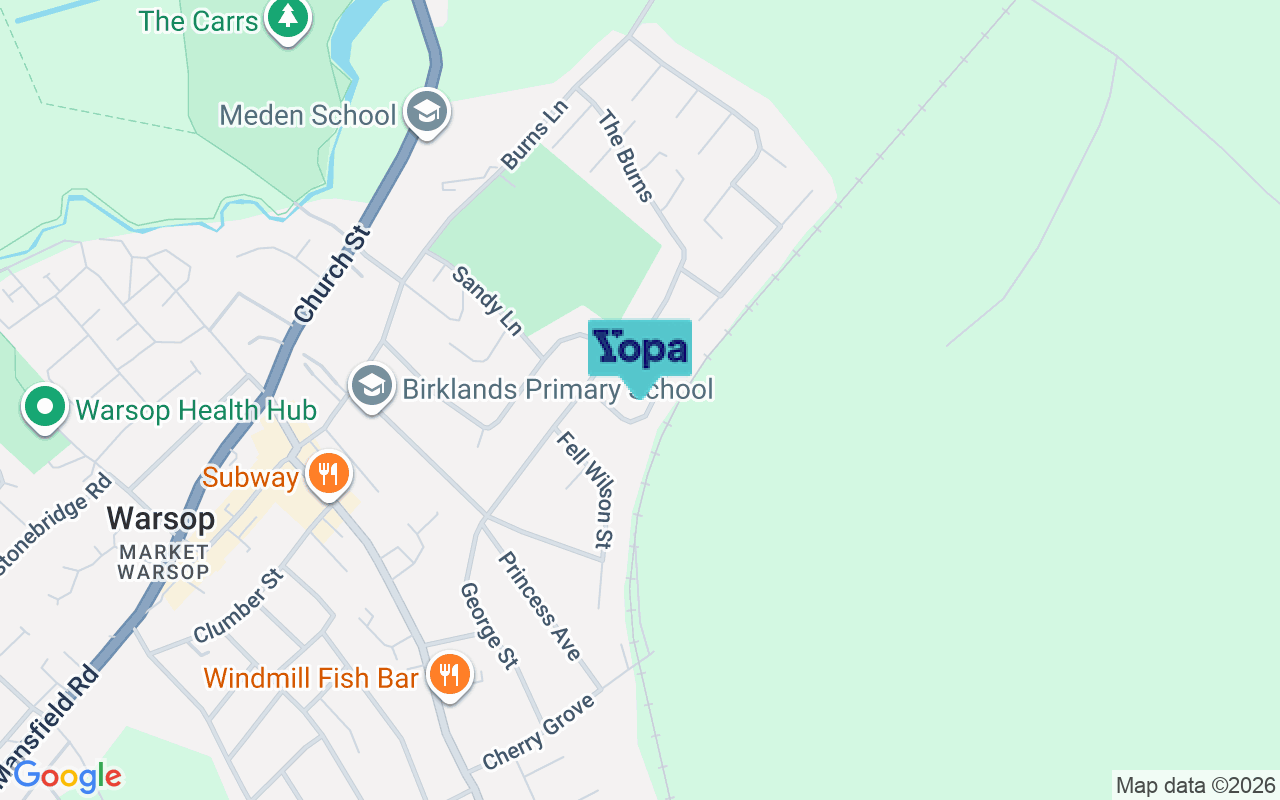 Map showing the location of NG20 0PR