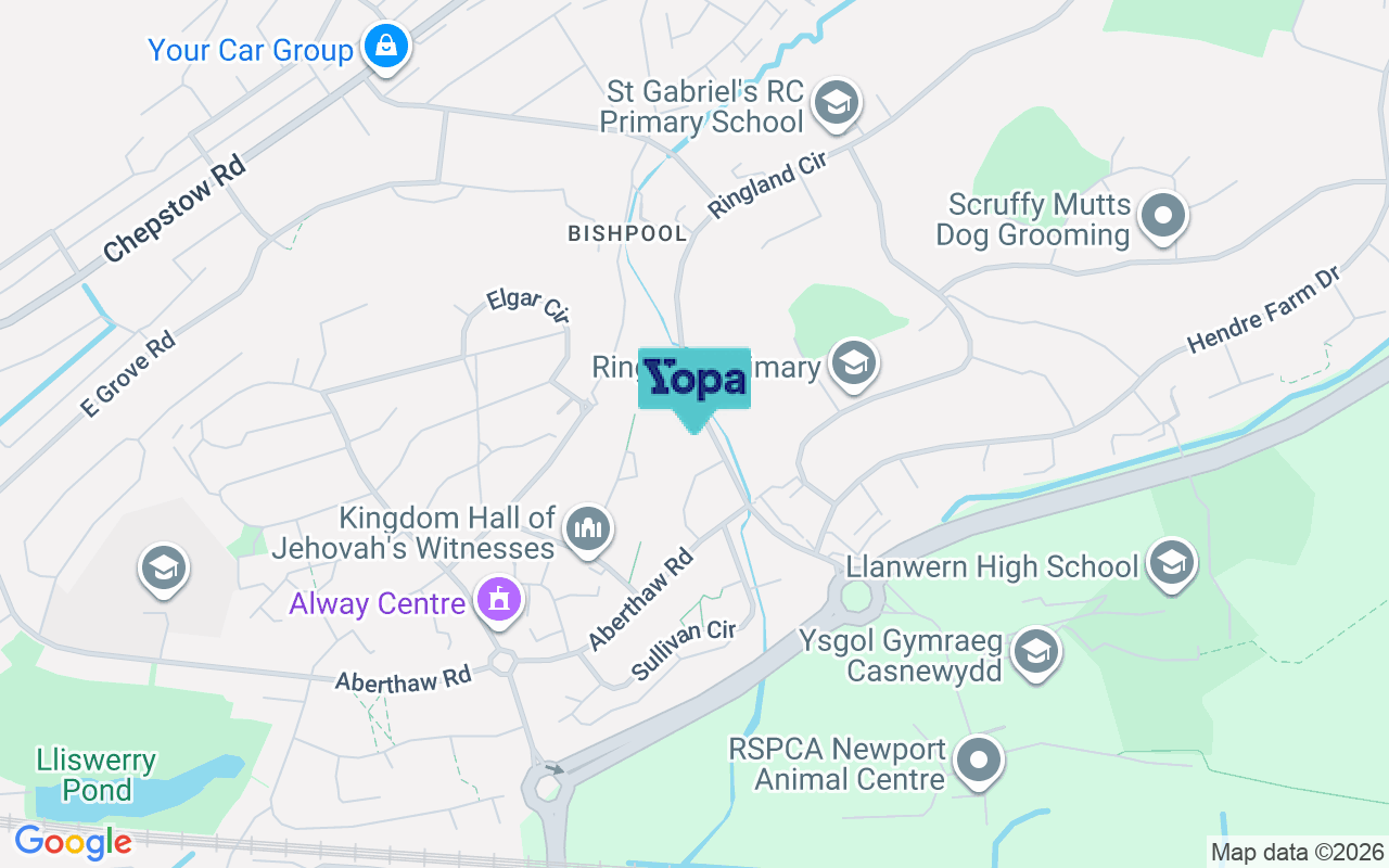 Map showing the location of NP19 9PG