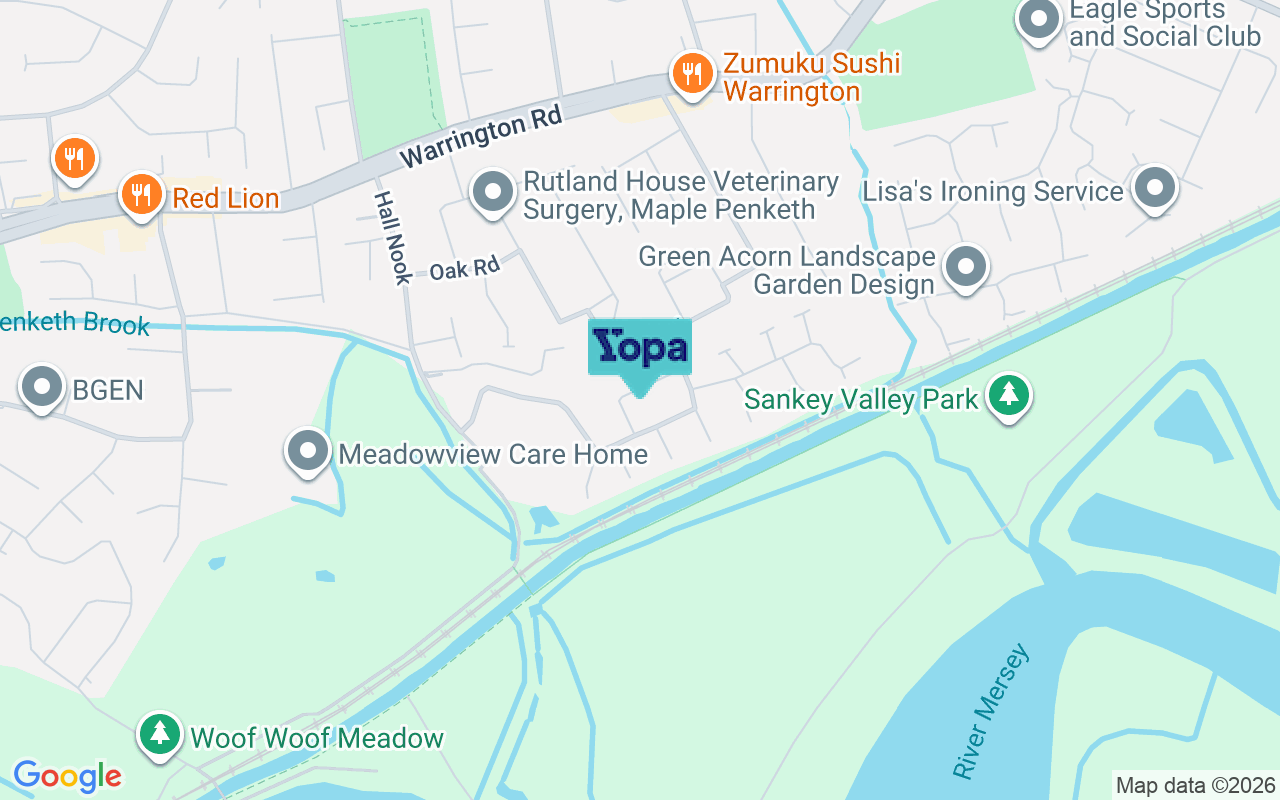 Map showing the location of WA5 2HU