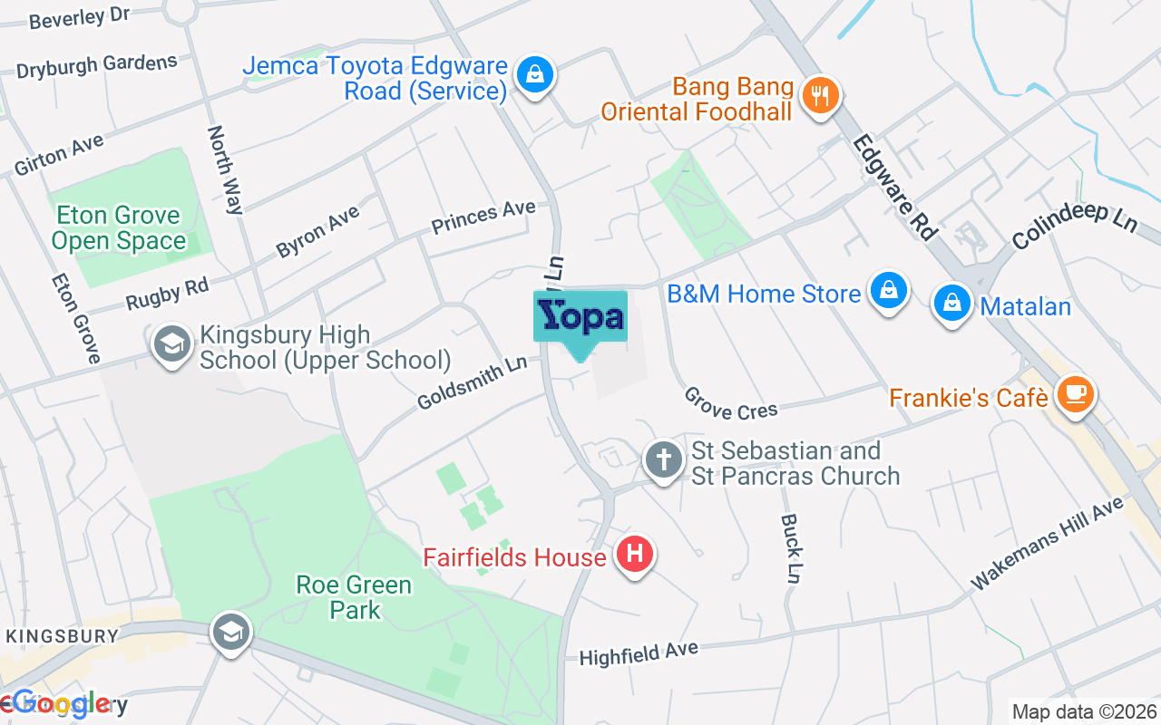 Map showing the location of NW9 9BZ