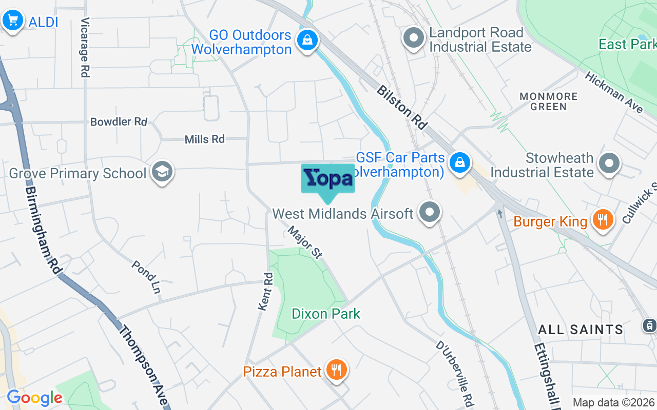 Map showing the location of WV2 2BB
