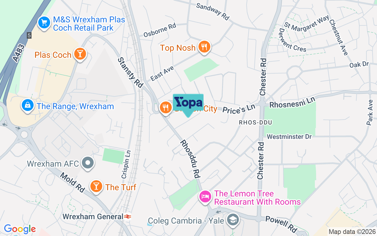 Map showing the location of LL11 2NN