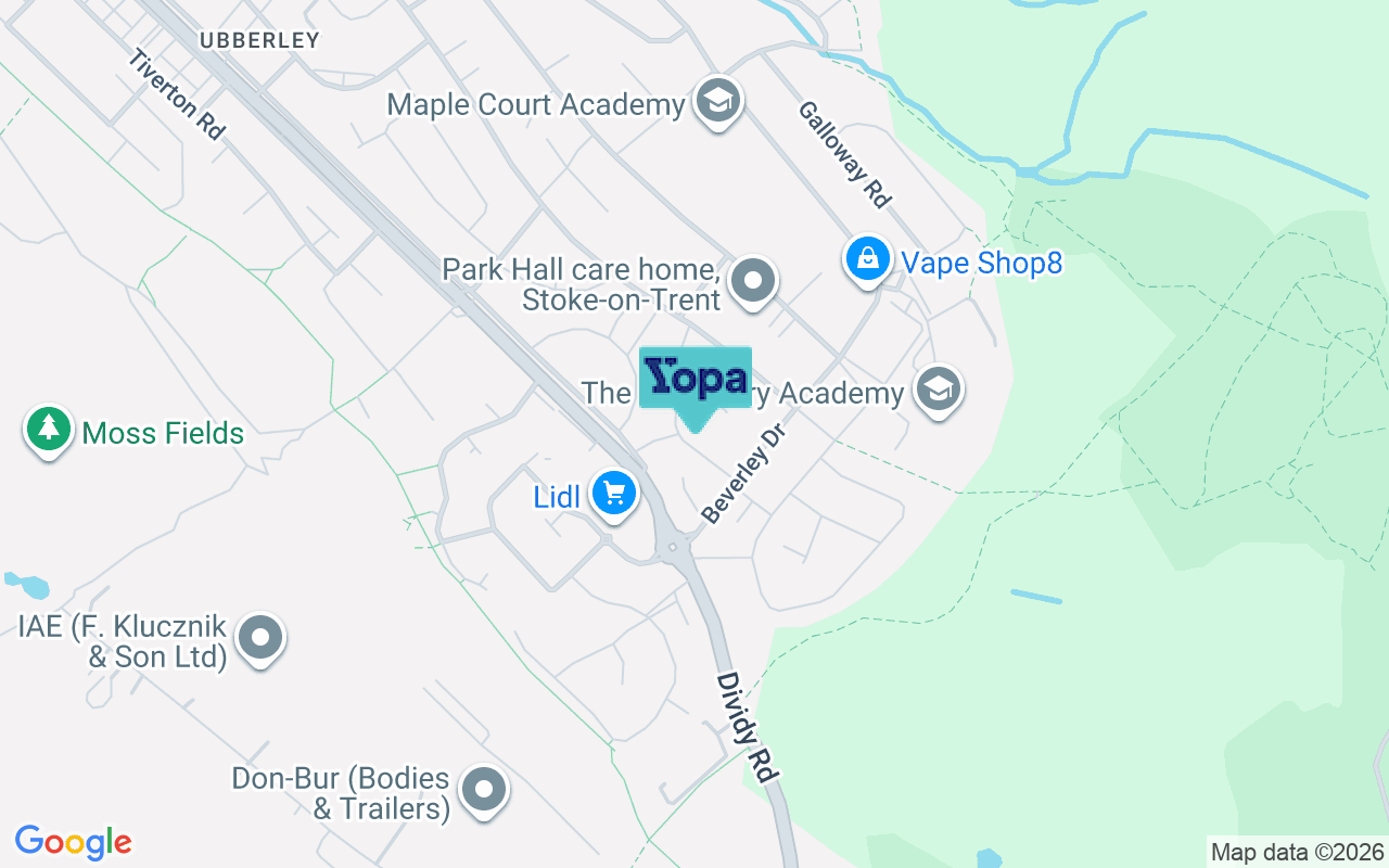 Map showing the location of ST2 0RR