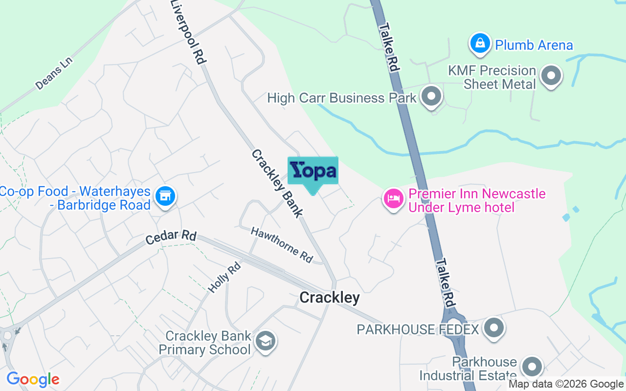Map showing the location of ST5 7QL