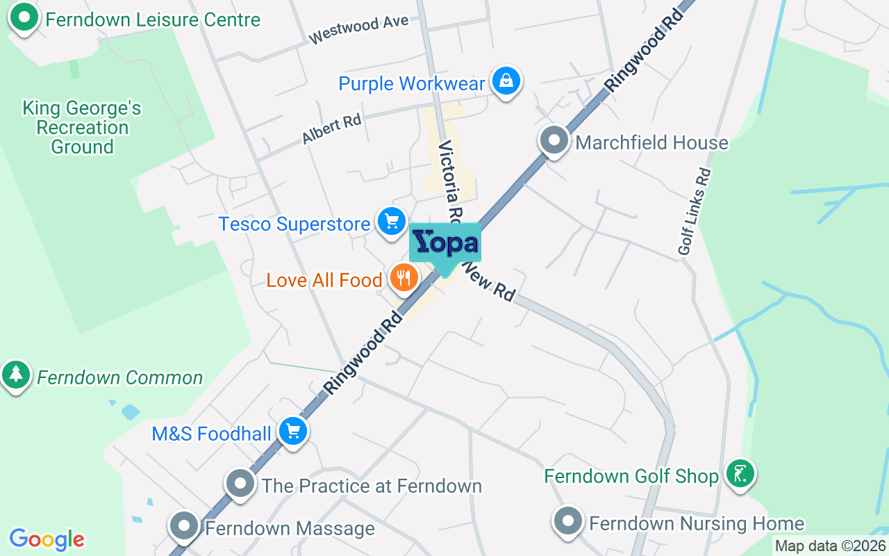 Map showing the location of BH22 9AU
