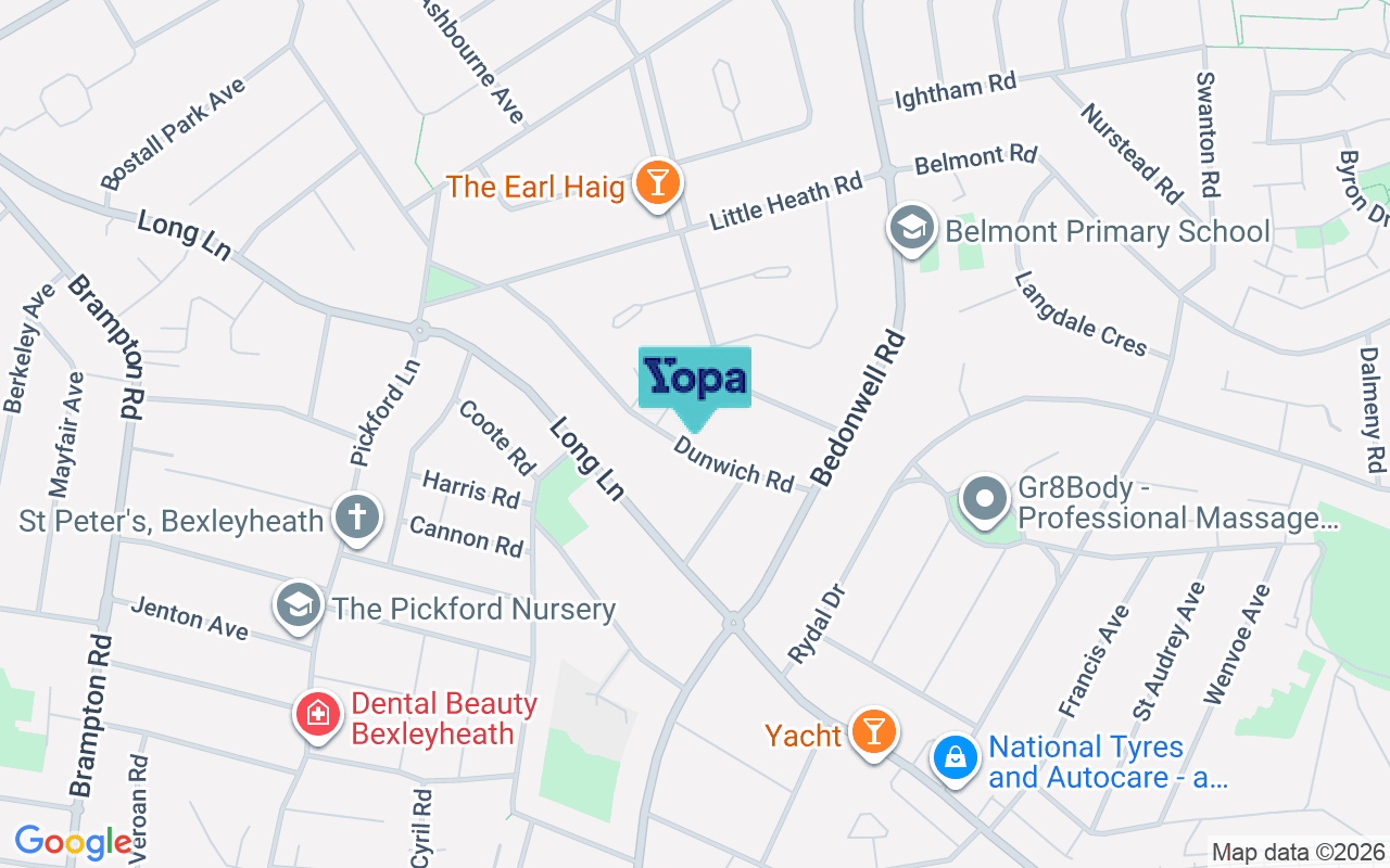 Map showing the location of DA7 5EW