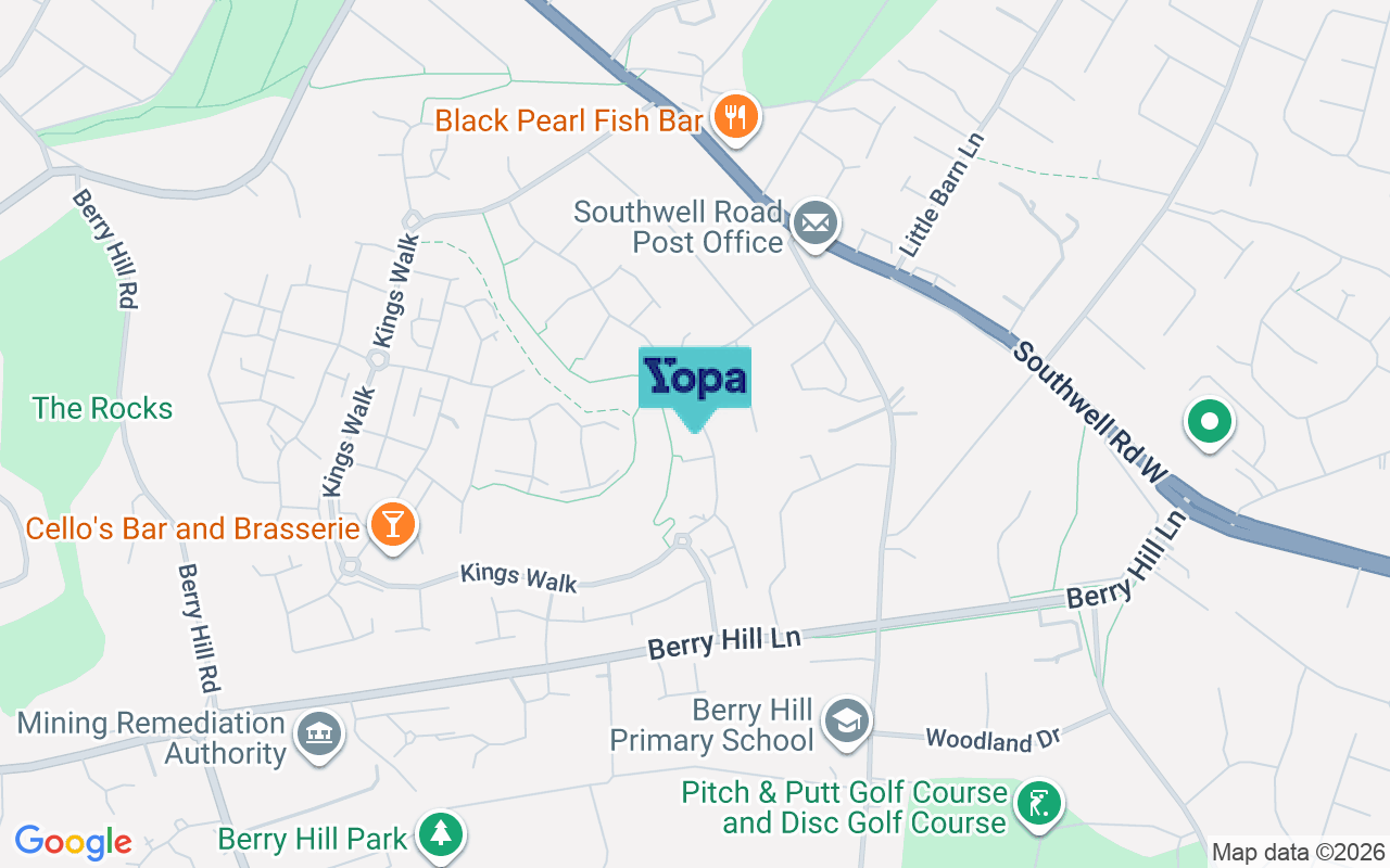 Map showing the location of NG18 4US