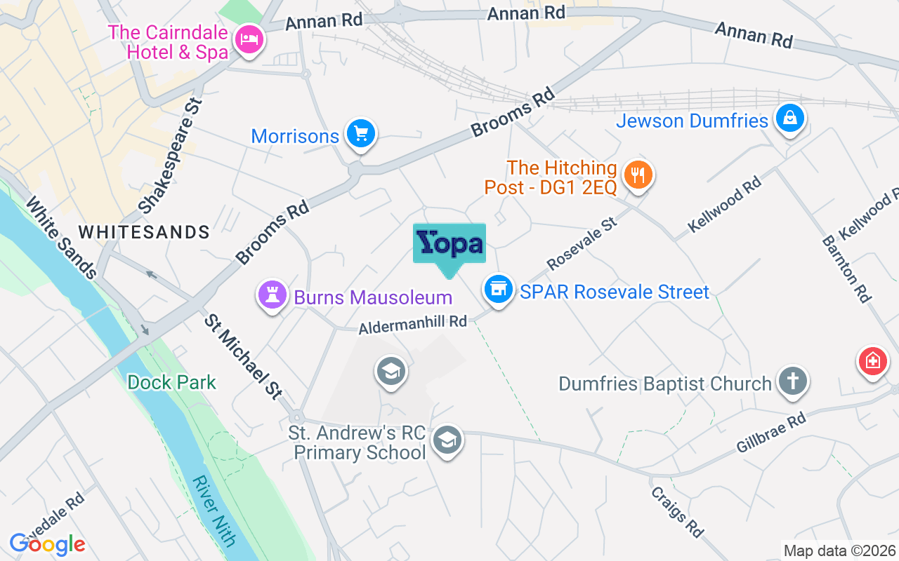 Map showing the location of DG1 2EY