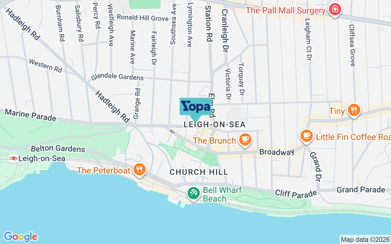 Map showing the location of SS9 2HQ