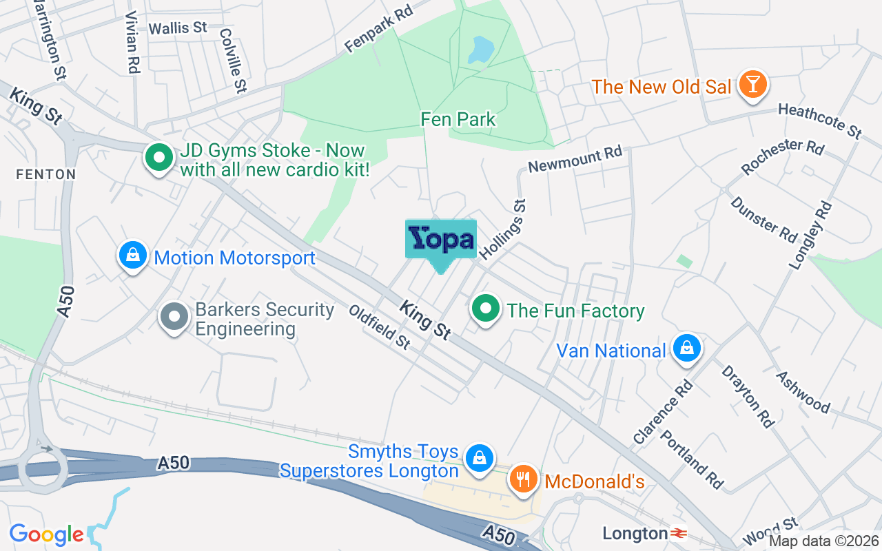 Map showing the location of ST4 3HD