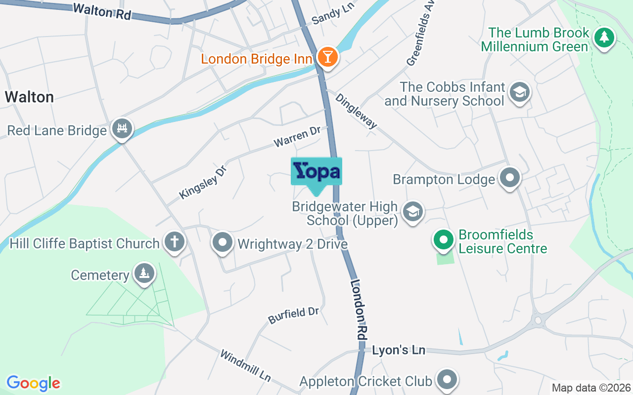 Map showing the location of WA4 5BS